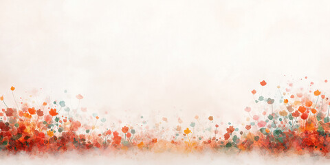 Poster - A white background with a colorful field of flowers