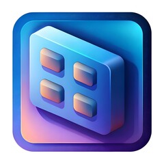 A modern. isometric icon of a four square grid. perfect for representing organization. layout. or user interface elements.