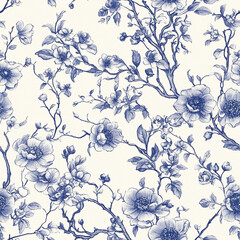 A pattern with a floral design in cobalt blue