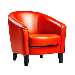 Stylish red leather armchair perfect for modern living spaces and adding a pop of color to any interior design.