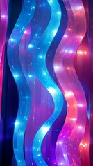 Wall Mural - Abstract glowing wavy lines background in blue and purple colors