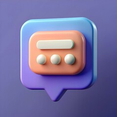 3D rendering of a colorful chat bubble icon with three white dots. perfect for communication. messaging. and social media apps.