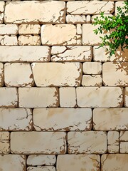 Wall Mural - Stone Wall with Green Foliage