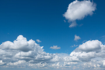 blue sky with white clouds. space to write a personalized message