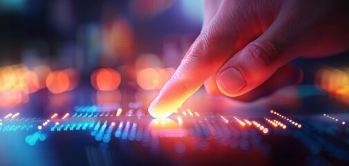 Aufkleber - Close-up of a person's hand highlighting revenue data on a report, Photorealistic, Bright lighting, Digital painting, High detail
