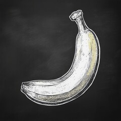 Poster - Hand-drawn banana illustration on black chalkboard background.