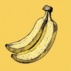 Poster - Hand-drawn sketch of two bananas with a yellow background.