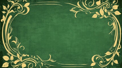 Wall Mural - Illustration featuring a decorative curled frame design on a green background