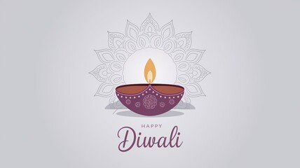 Wall Mural - Happy Diwali, Diwali diya, Vibrant Diwali greeting card featuring a diya and festive colors.........