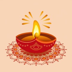 Wall Mural - Happy Diwali, Diwali diya, Vibrant Diwali greeting card featuring a diya and festive colors.........