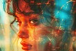 © dashtik - Close-up Portrait of Woman with Vibrant Abstract Light Effects
