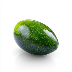 Wall Mural - High-quality image of a single fresh avocado with vibrant green skin, isolated on a white background, perfect for food-related content.