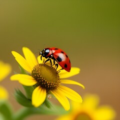 Wall Mural - a close-up macro shot of a ladybug 