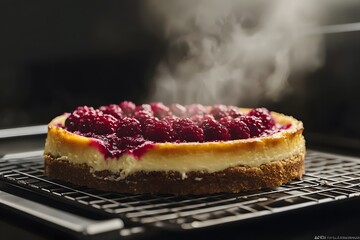 Freshly Baked Raspberry Cheesecake