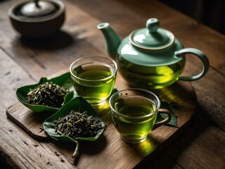 Wall Mural - Cup of tea and teapot with mint