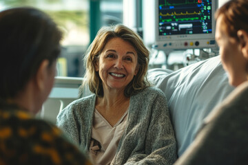 Wall Mural - woman patient recovering in hospital from surgery