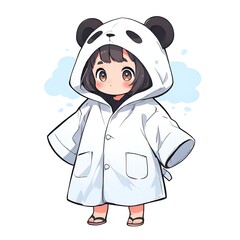 Canvas Print - Cute Panda Girl Illustration