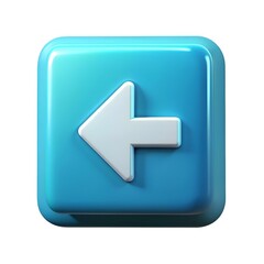 A vibrant blue 3D backspace icon. perfect for user interfaces. presentations. and website design.