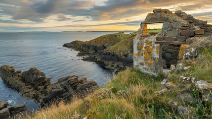 abandoned medieval stone house on the coastal part