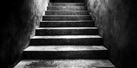 Canvas Print - Weathered Concrete Steps in a Dark Stairwell