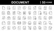 © SMUX - Document set of web icons in line style. Documents linear icon collection. Containing contract papers, folder, certificate, accept, approved, clipboard, invoice, archive and more. Editable stroke