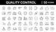 © SMUX - Quality control set of web icons in line style. Quality Check computing icons for web and mobile app. Containing inspection, evaluation, production, quality assurance, certificate, testing and more