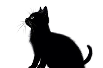 Canvas Print - Black cat silhouette isolated on white