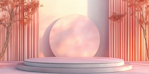 Aufkleber - Abstract background featuring a podium and wall created through 3D rendering and illustration