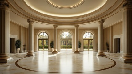 Aufkleber - Classic semicircular interior design featuring columns in 3D rendering