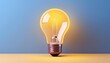© Wonderful Studio - Bright glowing light bulb against a blue and yellow background, symbolizing innovation, creativity, and ideas in business and technology.