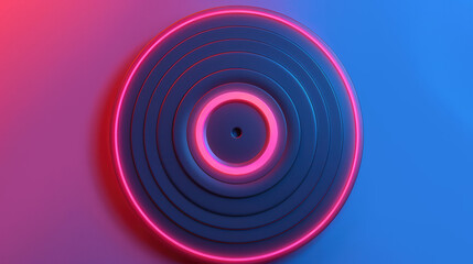 Wall Mural - dynamic 3d vinyl symphony, an abstract representation of a vinyl record radiating pulsating light, s