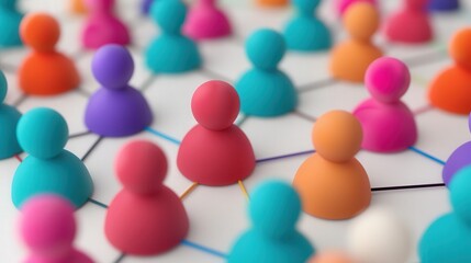 Wall Mural - colorful 3d clay networking icon, a vibrant marketing element showcasing interconnected nodes, symbo