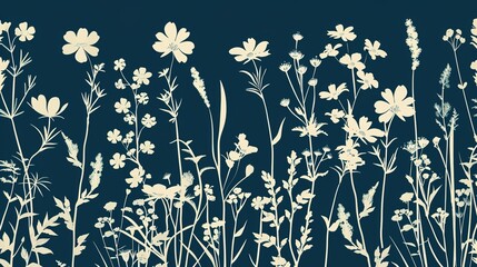 Floral silhouette wallpaper