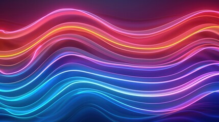 Wall Mural - neon wave dynamics, vibrant abstract wave patterns in bright neon colors create a dynamic and energe