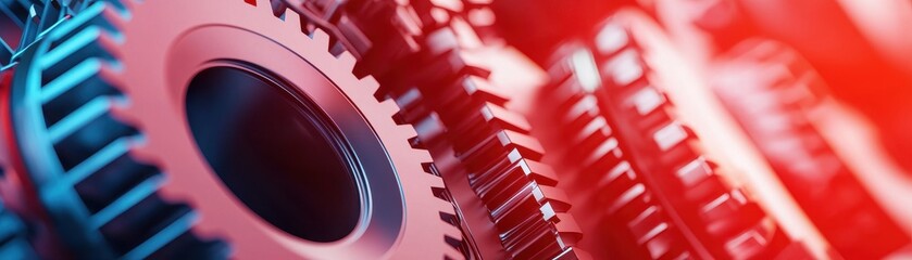 Close-up of colorful gears in motion, symbolizing precision engineering and mechanical innovation in modern technology.