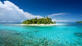 Tranquil tropical island with crystal clear water.