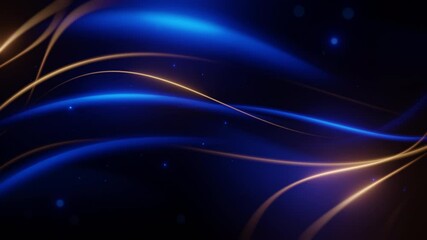 Wall Mural - abstract flowing golden and blue light streaks on a dark background, creating a futuristic, dynamic,