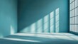 © savittree - Minimalistic blue studio space with faint window shadows, perfect for a clean and contemporary product presentation.