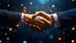 © San - Handshake with Connected Lines: Business Partnership and Networking
