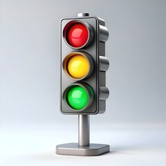 Wall Mural - A realistic 3D model of a traffic light with red. yellow. and green lights.