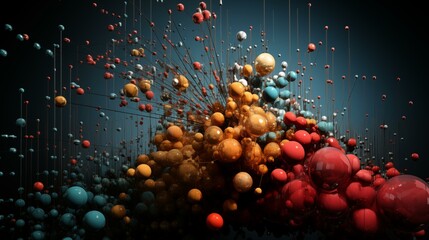 Wall Mural - a colorful explosion of spheres in a dark background