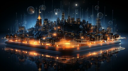 Wall Mural - a cityscape with a lot of lights and buildings