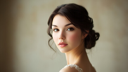 beautiful young woman with marble skin