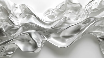 Canvas Print - Abstract silver fabric flowing elegantly.