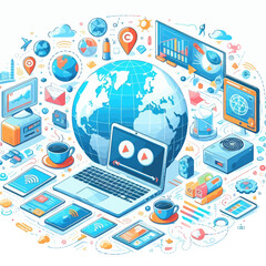 Wall Mural - Vector image representing the world of internet and communication