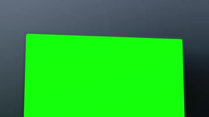 Wall Mural - laptop with green screen on dark minimal background – 5 clean rotating scenes with tracking layer