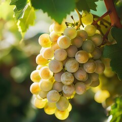 Poster - Ripe green grapes on the vine in the sunlight.