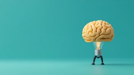 Wall Mural - a creative concept showing a brain as a light bulb, symbolizing ideas and innovation in a vibrant, m
