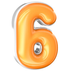 6 Number 3D Render With White And Yellow