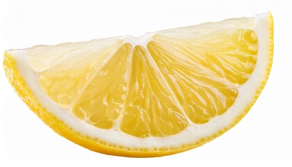 Falling lemon slice, isolated on white background full depth of field
